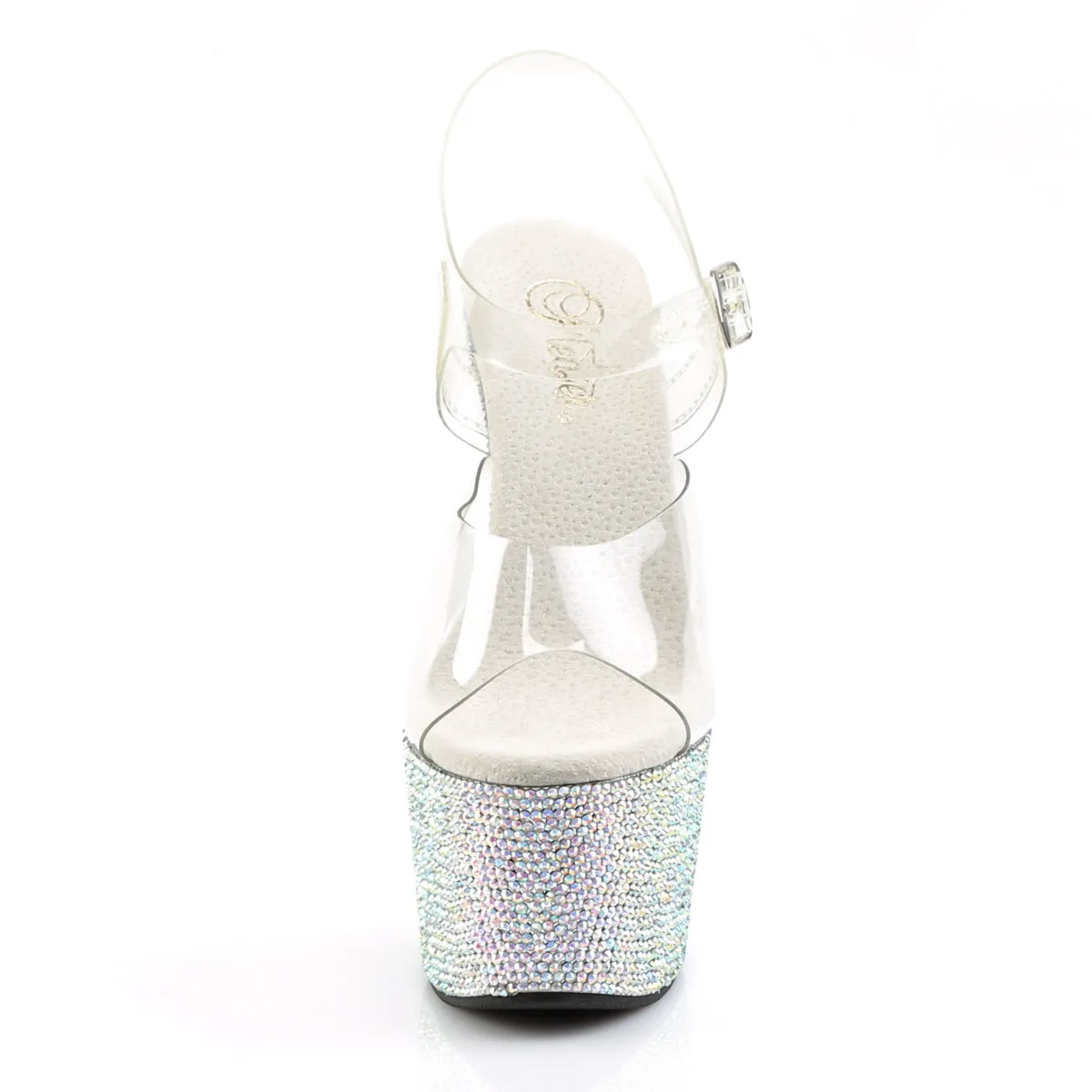 BEJEWELED-708DM Pleaser Clear/Silver Multi Sexy Platform Shoes (Pole Dancing Heels)