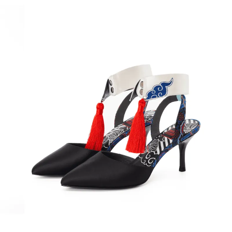 Ladies Detachable Collar Heel Pumps 5245 Black